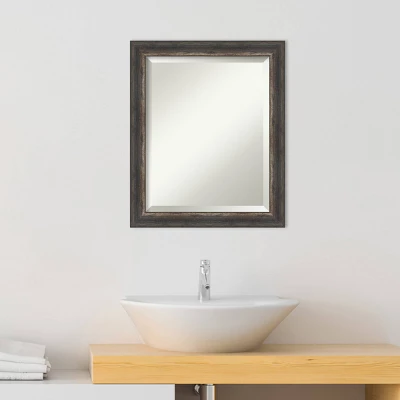 Bark Rustic Framed Bathroom Vanity Wall Mirror Charcoal - Amanti Art - Image 8