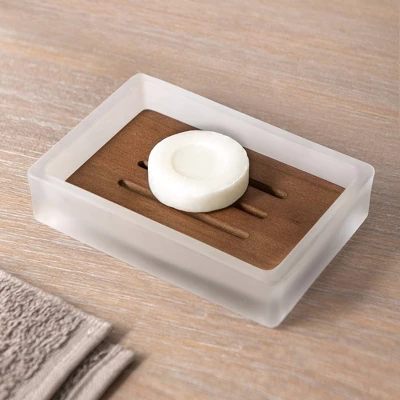 Frosty Glass Soap Dish Bathroom Tumbler White - Allure Home Creations - Image 3