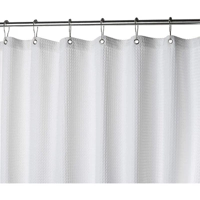 Creative Scents White Waffle Shower Curtain With Line - Image 5