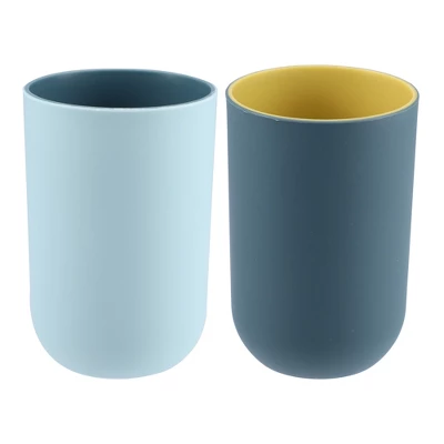 Unique Bargains 2Pcs Bathroom Tumblers Bathroom Toothbrush Cup Blue 4.33''x2.76'' 350ml - Image 14