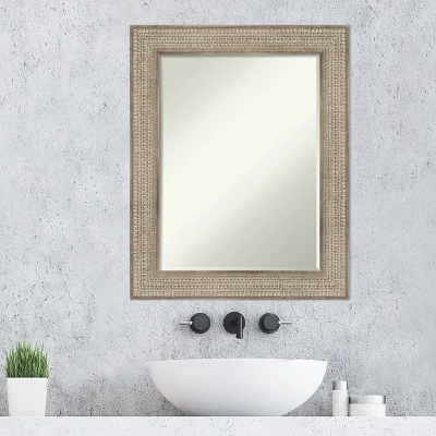 Amanti Art Trellis Silver Petite Bevel Wood Bathroom Wall Mirror 30 X 24 In. - Image 6