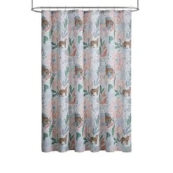 Wild Style Floral Shower Curtain And Hook Set - Jade + Oake