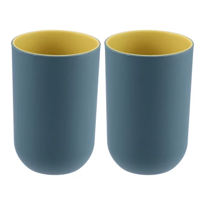 Unique Bargains 2Pcs Bathroom Tumblers Bathroom Toothbrush Cup Blue 4.33''x2.76'' 350ml - Image 6