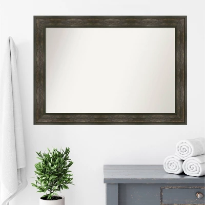 42" X 30" Non-Beveled Rail Rustic Char Bathroom Wall Mirror - Amanti Art - Image 8