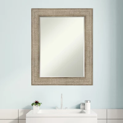 Amanti Art Trellis Silver Petite Bevel Wood Bathroom Wall Mirror 30 X 24 In. - Image 5