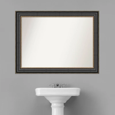 44" X 33" Non-Beveled Thomas Black Bronze Bathroom Wall Mirror - Amanti Art - Image 8