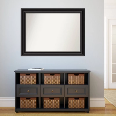 44" X 33" Non-Beveled Colonial Bathroom Wall Mirror Black - Amanti Art - Image 4