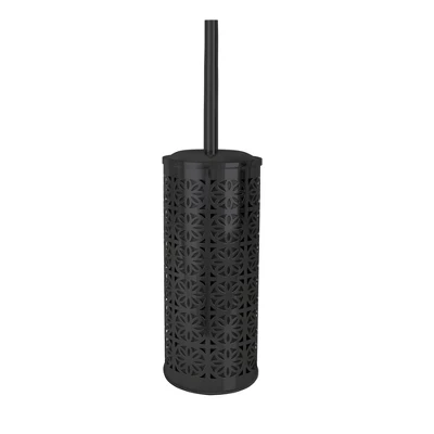 Laser Cut Oil-Rubbed Bronze Toilet Brush Holder With Lid Bronze - Nu Steel