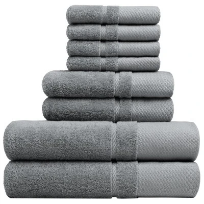 PiccoCasa 100% Combed Cotton Soft 600 GSM Absorbent Lightweight Shower Towel Set 8 Pcs - Image 10