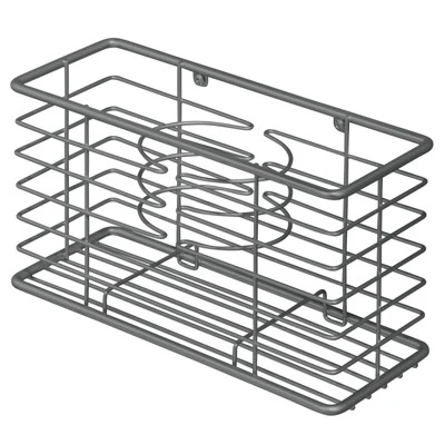 MDesign Metal Wall Mount Hair Care & Styling Tool Storage Basket - Image 11