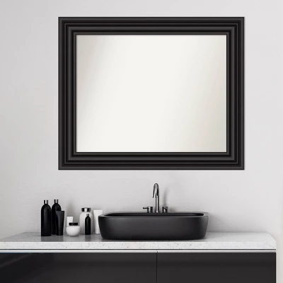 34" X 28" Non-Beveled Colonial Bathroom Wall Mirror Black - Amanti Art - Image 8