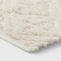 Textured Diamond Shag Bath Rug Cream - Opalhouse™