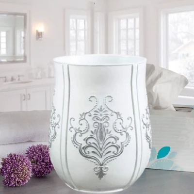 Creative Scents Vintage White Wastebasket, Ceramic