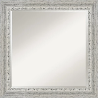Amanti Art Rustic White Wash Beveled Wood Bathroom Wall Mirror - Image 9