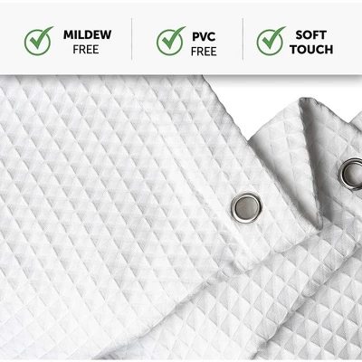 Creative Scents White Waffle Shower Curtain With Line - Image 3