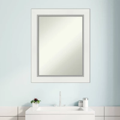 24" X 30" Non-Beveled Eva Bathroom Wall Mirror White - Amanti Art - Image 7
