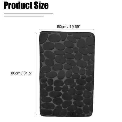 Unique Bargains Cobblestone Pattern Bathroom Rugs Polyester Bath Mat Machine Washable Black 80x50cm - Image 3