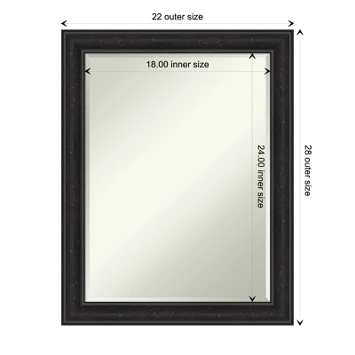 Amanti Art Shipwreck Black Narrow Petite Bevel Bathroom Wall Mirror 28 X 22 In. - Image 3