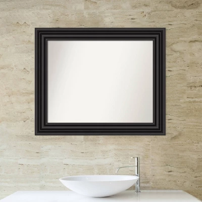 34" X 28" Non-Beveled Colonial Bathroom Wall Mirror Black - Amanti Art - Image 5