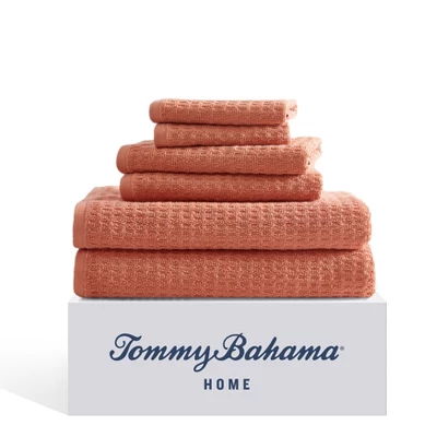 Tommy Bahama Northern Pacific 100% Cotton Terry- 6 Piece- Towel Set, Orange- 6 Pc Towel Set - Image 7