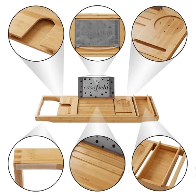 Casafield Bathtub Caddy, Expandable Bamboo Bath Tray And Tub Organizer For Bathroom - Image 3