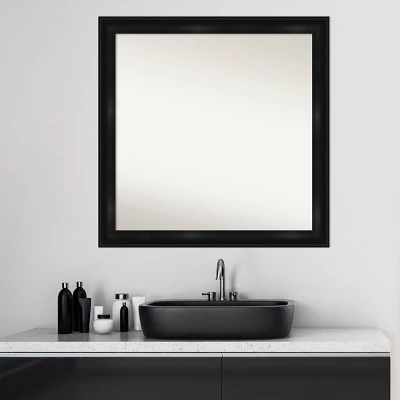 30" X 30" Non-Beveled Grand Narrow Bathroom Wall Mirror Black - Amanti Art - Image 8