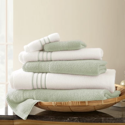Modern Threads 6 Piece Quick Dry Stripe Towel Set. - Image 4