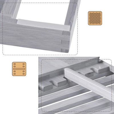 Bambusi Bathtub Caddy With Extendable Sides, Wine Glass Holder, Book Stand And Phone Tray, Gray - Image 3