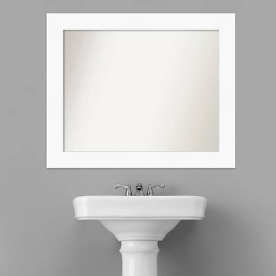 34" X 28" Non-Beveled Cabinet Bathroom Wall Mirror White - Amanti Art - Image 7