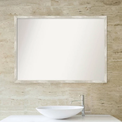 40" X 29" Non-Beveled Crackled Narrow Bathroom Wall Mirror Metallic Silver - Amanti Art - Image 5