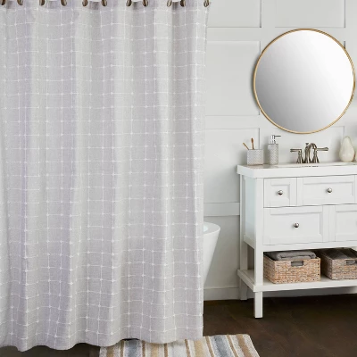 Windowpane Texture Shower Curtain Natural - SKL Home - Image 4