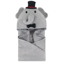 Little Treasure Baby Boy Cotton Animal Hooded Towel, Mr Elephant, One Size