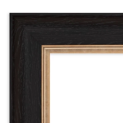 35" X 29" Non-Beveled Vogue Black Bathroom Wall Mirror - Amanti Art - Image 2