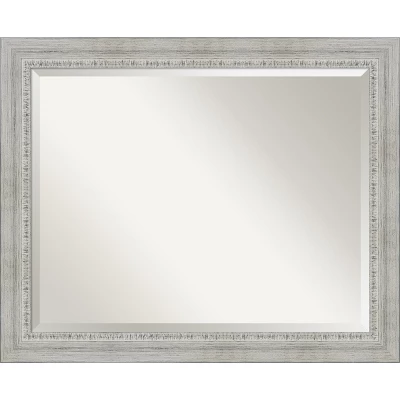 Amanti Art Rustic White Wash Beveled Wood Bathroom Wall Mirror - Image 10