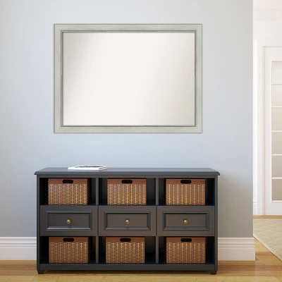 42" X 31" Non-Beveled Flair Patina Bathroom Wall Mirror Silver - Amanti Art - Image 4