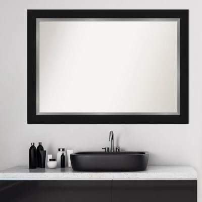 42" X 30" Non-Beveled Eva Bathroom Wall Mirror Black - Amanti Art - Image 8