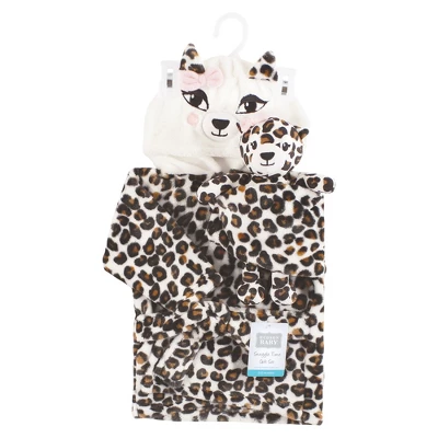 Hudson Baby Unisex Baby Plush Bathrobe And Toy Set, Leopard, One Size