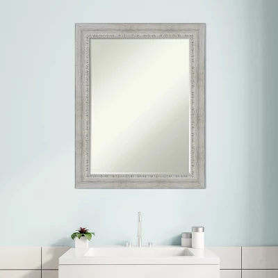 Amanti Art Rustic White Wash Petite Bevel Wood Bathroom Wall Mirror 28.5 X 22.5 In. - Image 6
