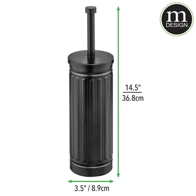MDesign Metal Compact Toilet Bowl Brush And Wastebasket Combo, Set Of 2, Black - Image 6