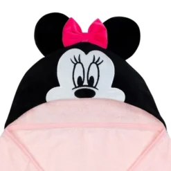 Lambs & Ivy Disney Baby Minnie Mouse Pink Cotton Hooded Baby Bath Towel