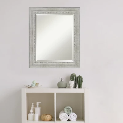 Amanti Art Rustic White Wash Beveled Wood Bathroom Wall Mirror - Image 6