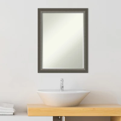 Amanti Art Domus Dark Silver Petite Bevel Wood Bathroom Wall Mirror 27 X 21 In. - Image 4