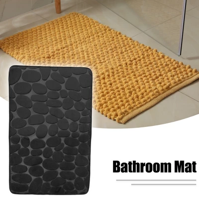 Unique Bargains Cobblestone Pattern Bathroom Rugs Polyester Bath Mat Machine Washable Black 80x50cm