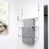 Juvale 3-Bar Over The Door Towel Rack For Bathroom Door Up To 1.57 Inch Thick, Chrome Metal