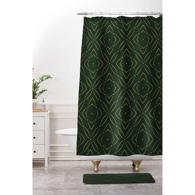 Vintage Pattern Shower Curtain Green - Deny Designs