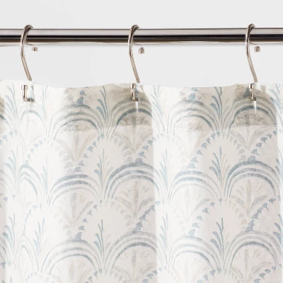 Block Print Scallop Shower Curtain Aqua Blue - Threshold™ - Image 2