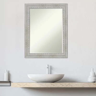 Amanti Art Rustic White Wash Petite Bevel Wood Bathroom Wall Mirror 28.5 X 22.5 In. - Image 9