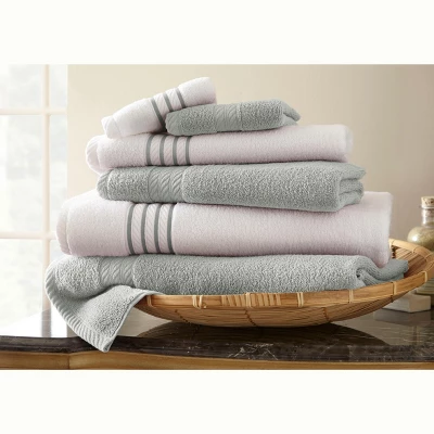 Modern Threads 6 Piece Quick Dry Stripe Towel Set. - Image 6