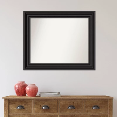 34" X 28" Non-Beveled Colonial Bathroom Wall Mirror Black - Amanti Art - Image 6