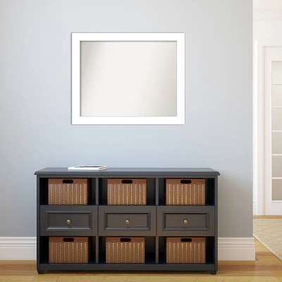 32" X 26" Non-Beveled Wedge White Bathroom Wall Mirror - Amanti Art - Image 4